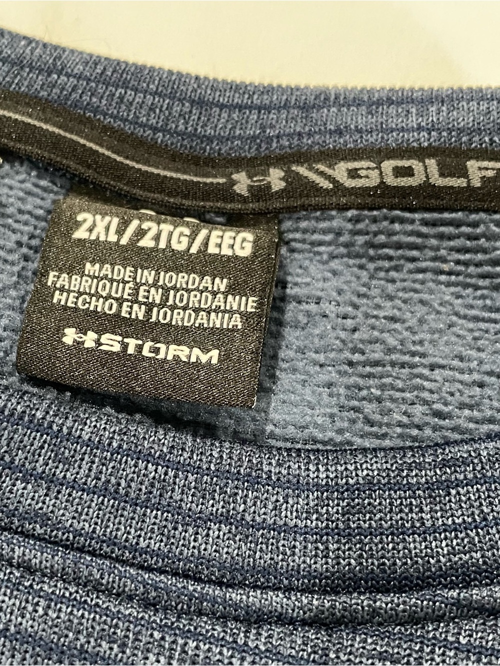 Under Armour Storm Golf Men's Dark Blue Textured Crewneck Sweater - Picture 2 of 5